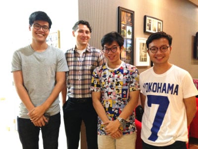 trio of English students Korn, Pol-pol and Karn